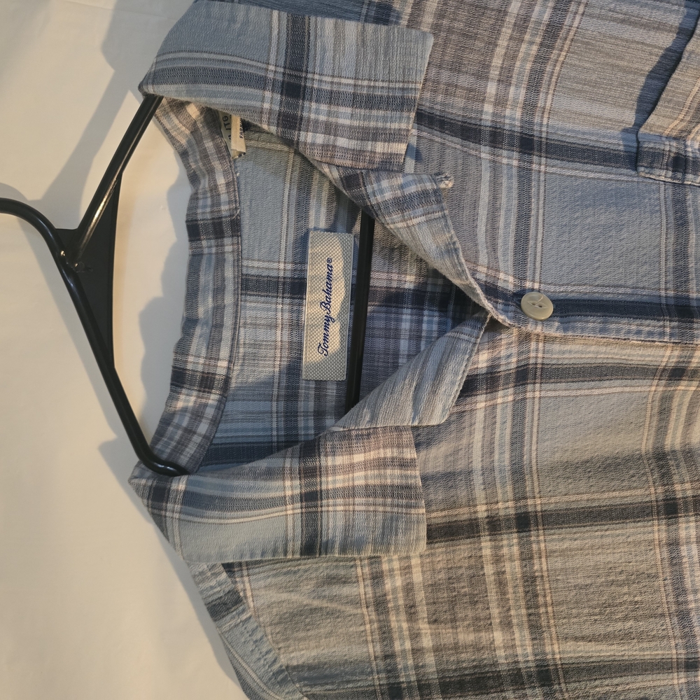 Tommy Bahama Blue Plaid Casual Button Down Shirt